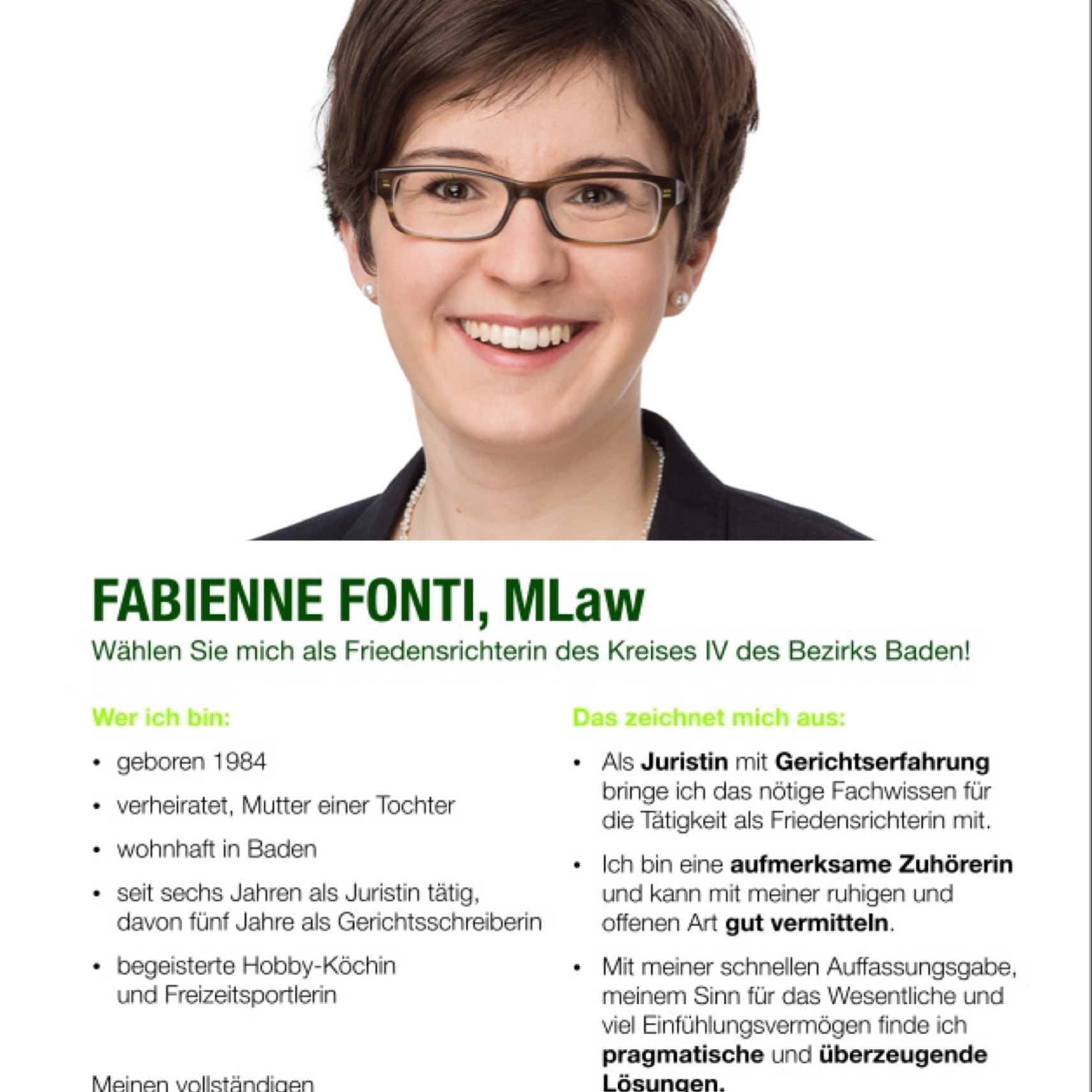 Fabienne Fonti - Friedensrichterwahlkampf